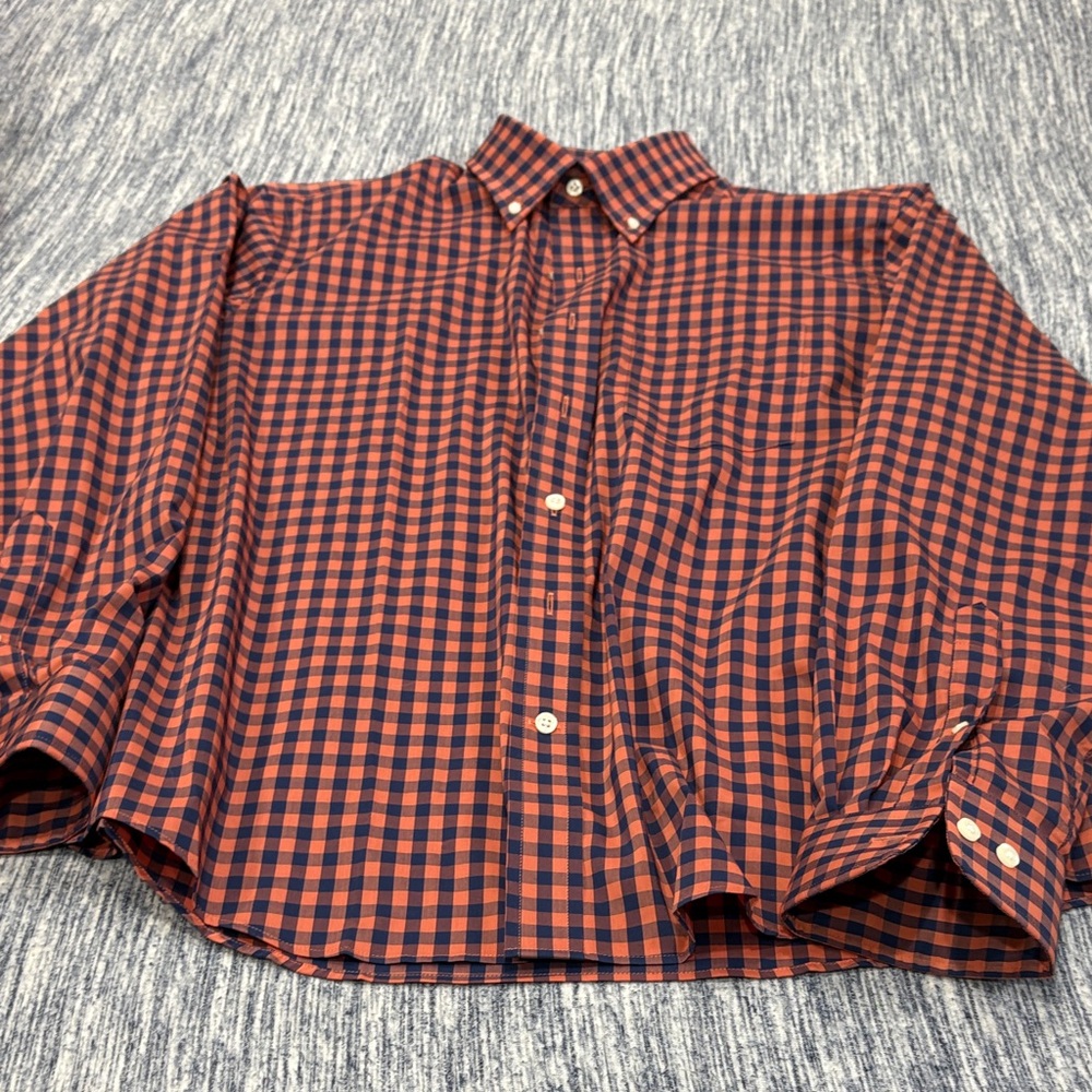 Lands' End Red and Blue Checkered Dress Shirt